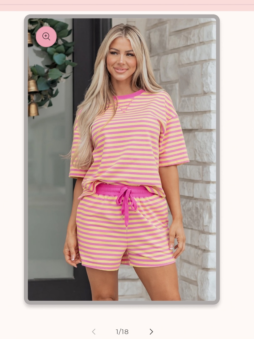 Pink & Yellow Striped Terry Lounge Set